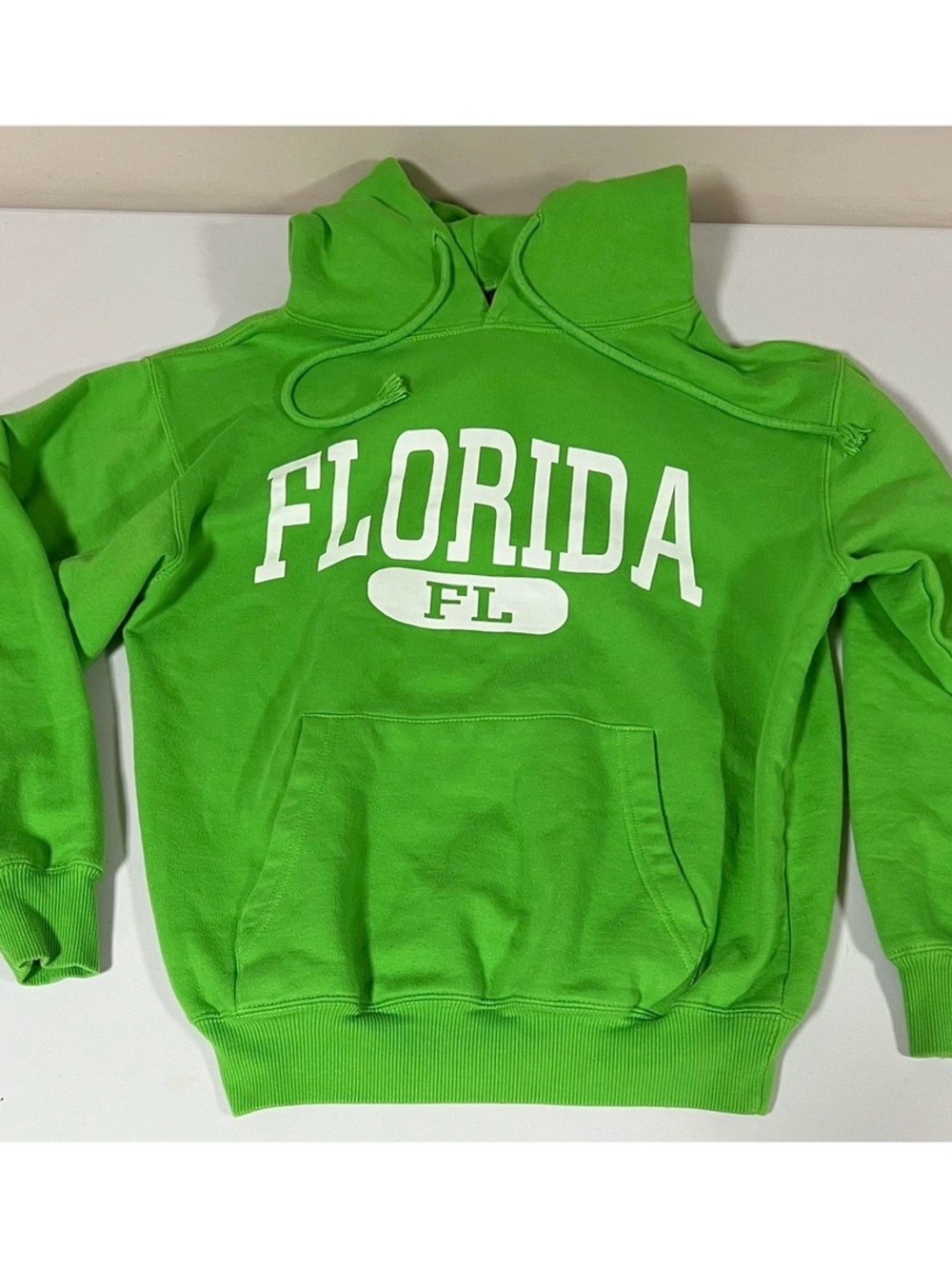 Green White ‘Florida FL’ Pullover Sweater Sweatshirt Hoodie Outerwear Size S 💚
